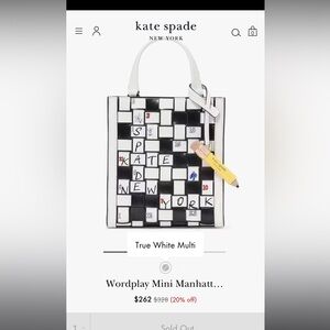 Kate Spade Black and White Crossword Bag